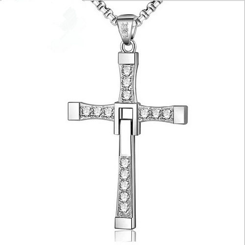Wholesale Fashion Cross Diamond Stainless Steel Pendant Necklace jewelry