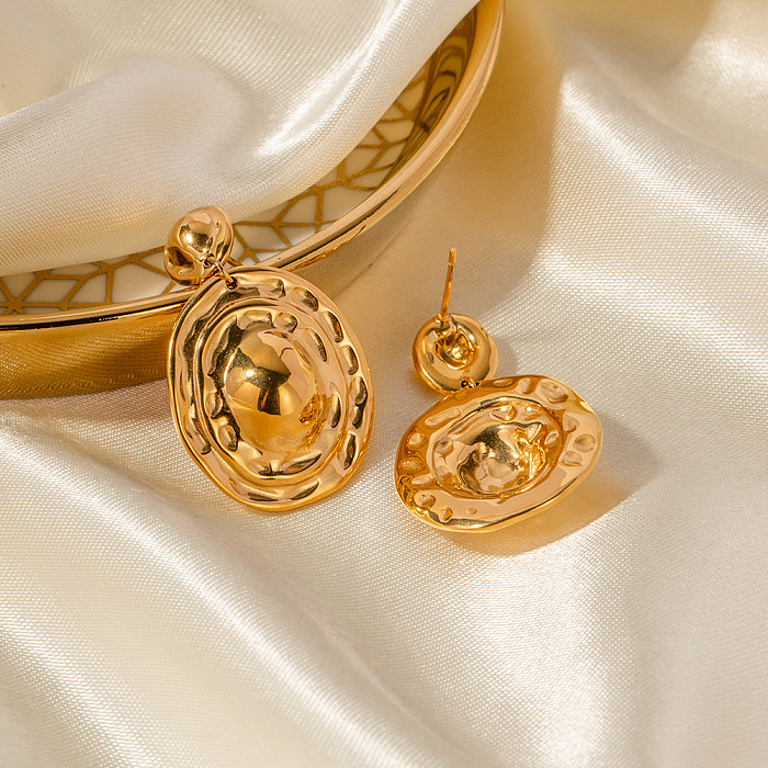 1 paire de boucles d'oreilles pendantes en acier inoxydable plaqué or 18 carats, Style IG, couleur unie