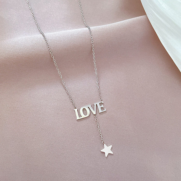 Simple Style Love Star Stainless Steel Plating Necklace