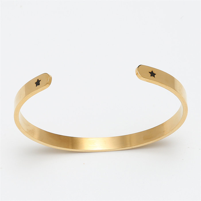Atacado estilo simples estilo clássico carta chapeamento de aço inoxidável pulseira banhada a ouro rosa