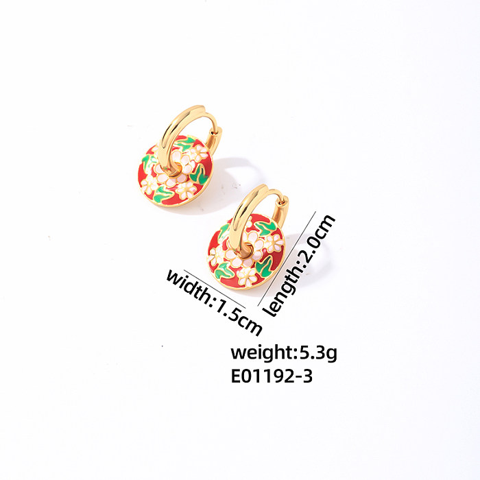 1 Paar lässige, vergoldete Ohrringe aus Edelstahl mit runder Blumenbeschichtung im Vintage-Stil