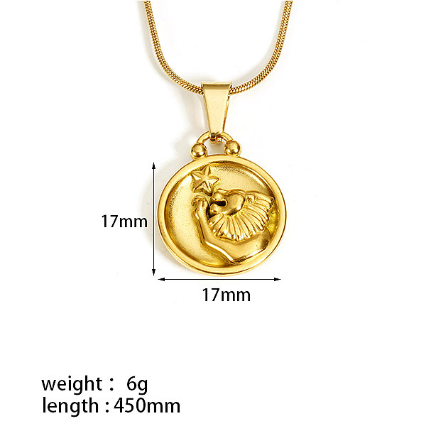 Simple Style Constellation Ocean Crab Stainless Steel  18K Gold Plated Pendant Necklace In Bulk