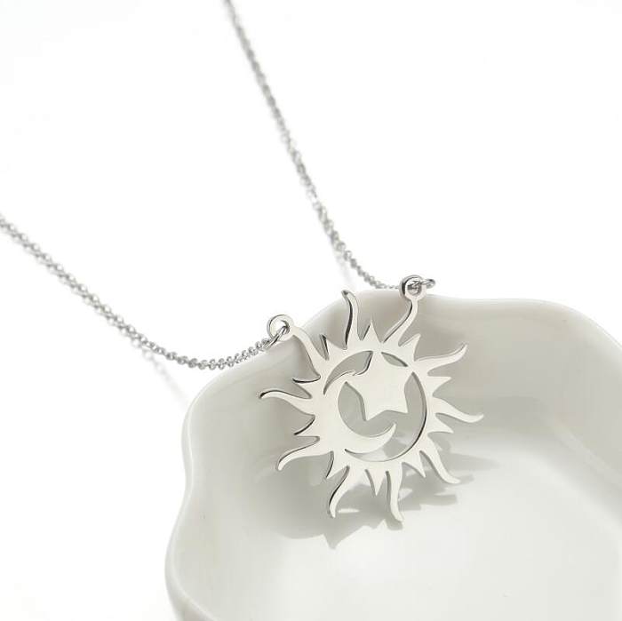 1 Piece Fashion Sun Stainless Steel Plating Hollow Out Pendant Necklace