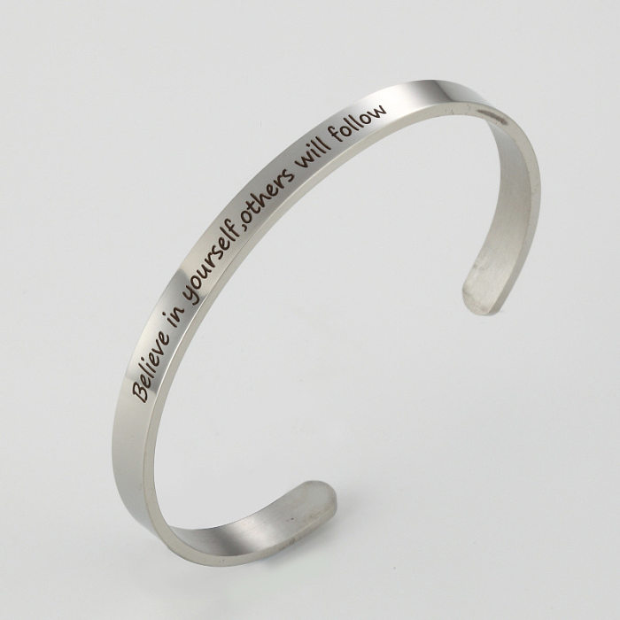 Bracelet en acier inoxydable avec lettres de mode, bracelets en acier inoxydable