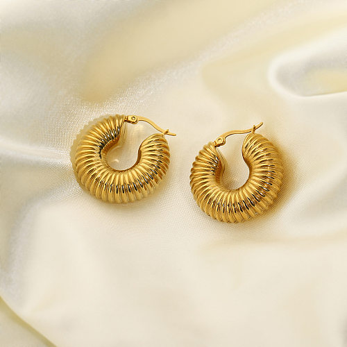 Fashion Stainless Steel  Gold-plated Water Pipe Shape Earrings Wholesale
