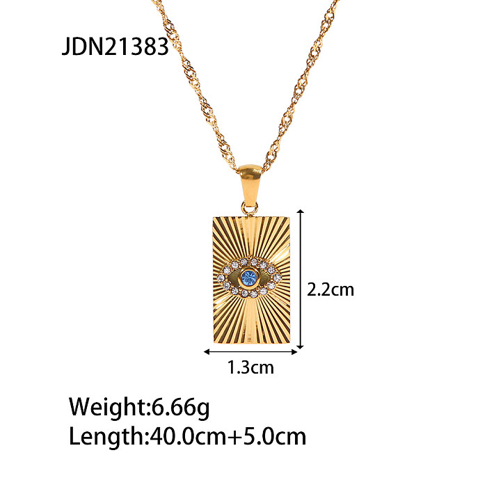 IG Style Triangle Pentagram Devil'S Eye Stainless Steel  Plating Inlay Zircon 18K Gold Plated Pendant Necklace