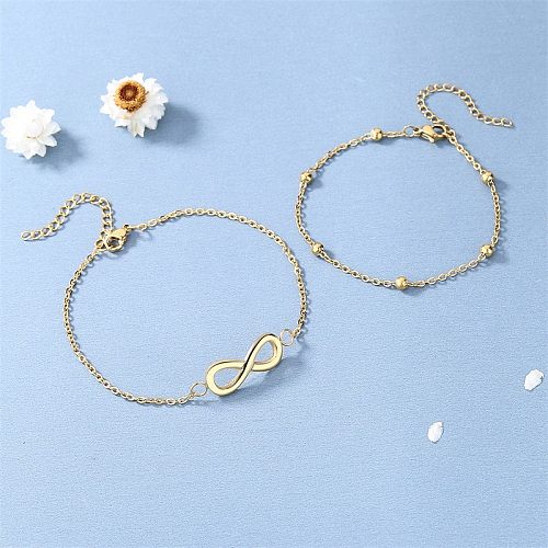 Bracelets plaqués or 18 carats en acier titane avec nœud papillon de style simple, vente en gros