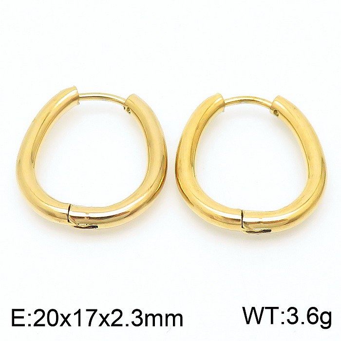1 Pair Bridal Shiny Oval Plating Stainless Steel  18K Gold Plated Hoop Earrings