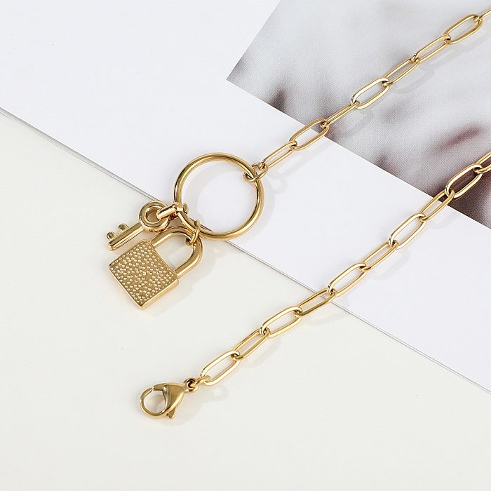 Wholesale Simple Style Key Lock Stainless Steel  Necklace