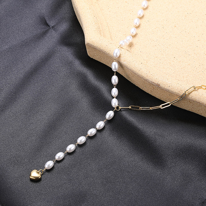 Collar pendiente de la perla artificial del acero inoxidable de la forma de señora Heart en bulto