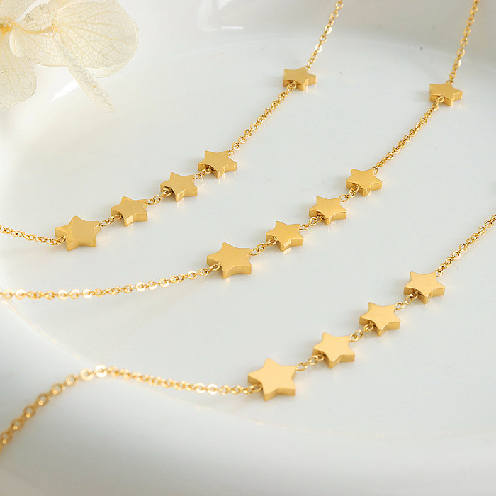 Fairy Style Simple Style Star Stainless Steel Plating 18K Gold Plated Necklace