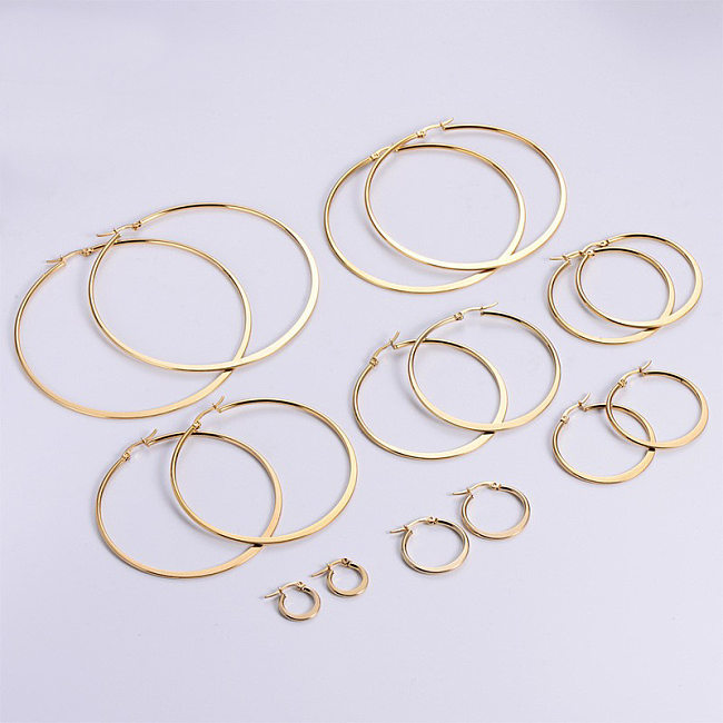 Simple Style Solid Color Stainless Steel  Plating Hoop Earrings 1 Pair