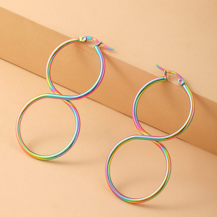 1 Pair Exaggerated Round Plating Stainless Steel  Earrings