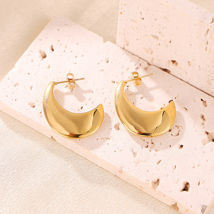 1 Pair Simple Style Classic Style Moon Plating Stainless Steel  18K Gold Plated Ear Studs