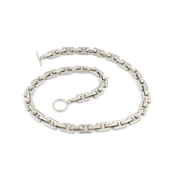 Vintage Style Geometric Stainless Steel  Plating Bracelets Necklace 1 Piece