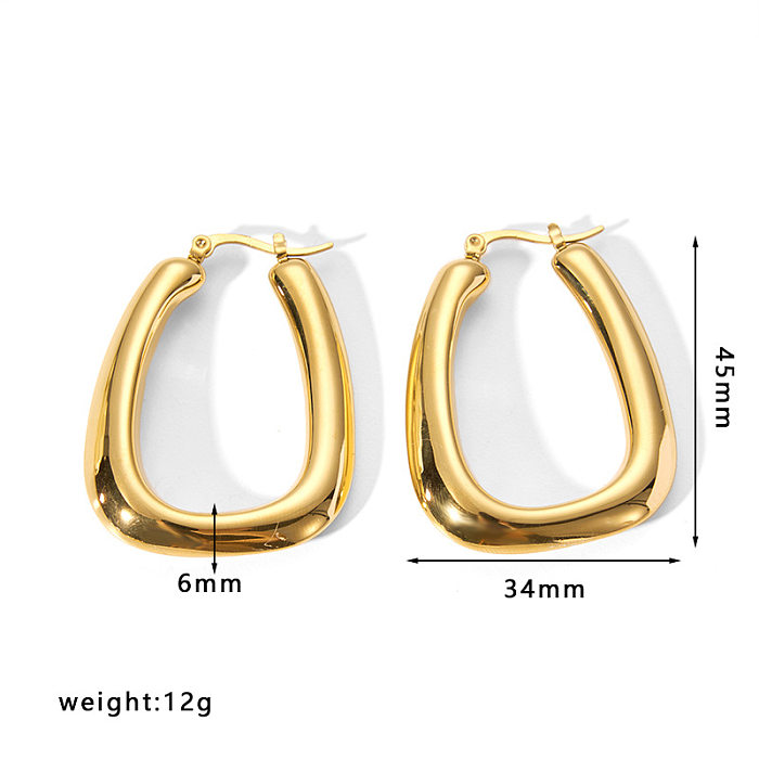 1 Pair Simple Style Solid Color Stainless Steel  Plating Gold Plated Earrings