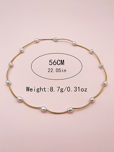 Elegant Simple Style Irregular Stainless Steel  Polishing Pearl Plating Gold Plated Necklace