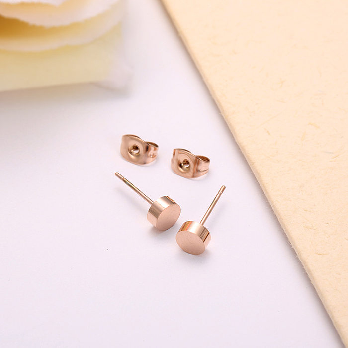 1 Pair Fashion Round Stainless Steel Ear Studs