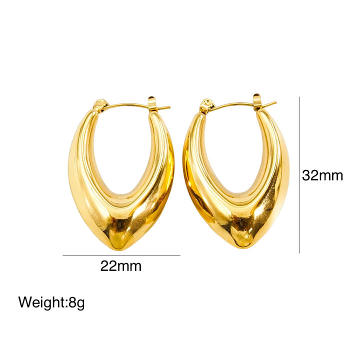 1 Pair Modern Style C Shape Plating Stainless Steel  18K Gold Plated Earrings