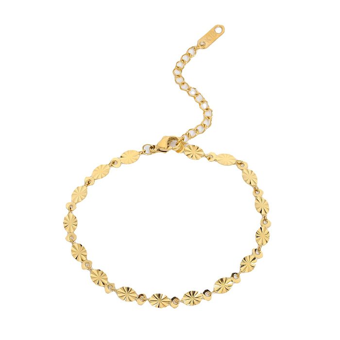 Bracelet en acier inoxydable plaqué or, chaîne de pétales ovales de fleurs faites à la main, à la mode