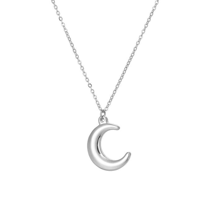 Elegant Lady Moon Stainless Steel  Stainless Steel Plating Pendant Necklace