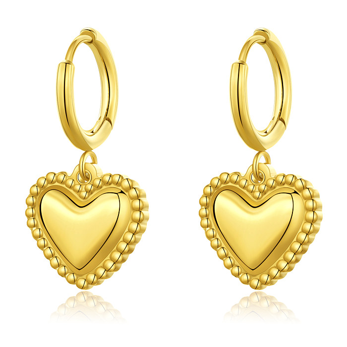 1 Pair Sweet Simple Style Heart Shape Plating Stainless Steel  Gold Plated Drop Earrings