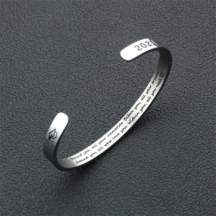 Casual Simple Style Roman Style Letter Stainless Steel Plating Cuff Bracelets