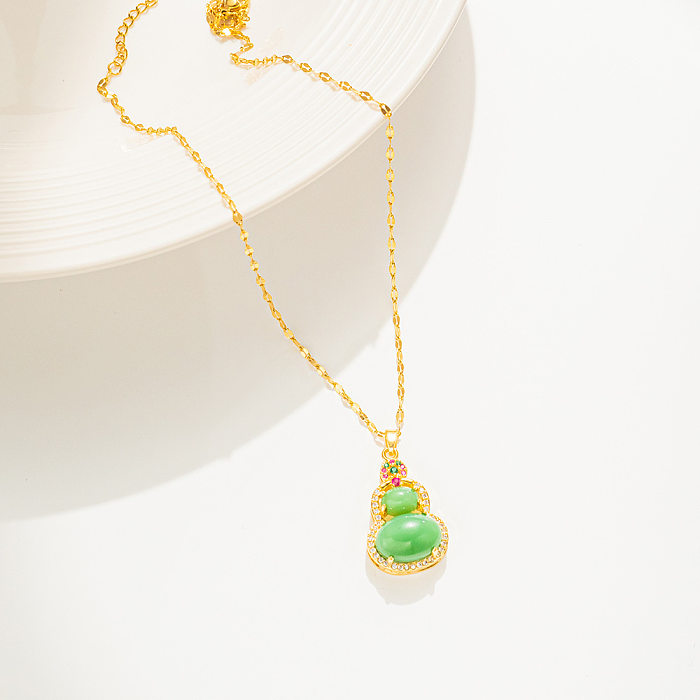 Collier pendentif opale en strass incrusté d'acier inoxydable de Style IG