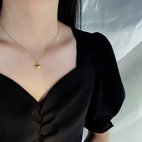 Casual Simple Style Heart Shape Stainless Steel  Polishing Plating Gold Plated Silver Plated Necklace Pendant
