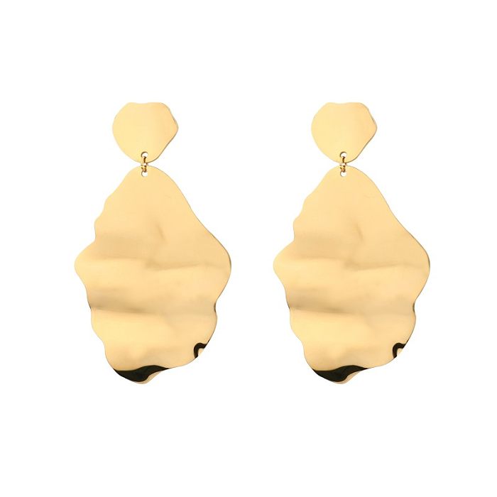 1 Pair Simple Style Round Square Plating Stainless Steel  Gold Plated Drop Earrings