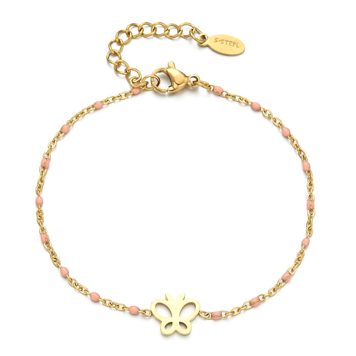 Bracelets plaqués de perles en acier inoxydable papillon bohème