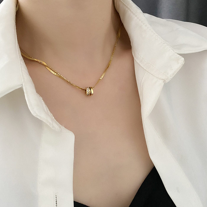 Internet Celebrity 2023 Beliebte Nische Edelstahl Schlüsselbeinkette Vollzirkonium Halskette Weibliches Temperament Leichter Luxus Fortschrittlicher Sinn für Design Ornament