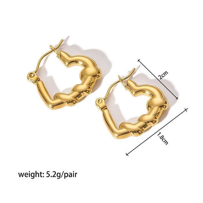 1 Pair Streetwear Heart Shape Plating Stainless Steel  Hoop Earrings