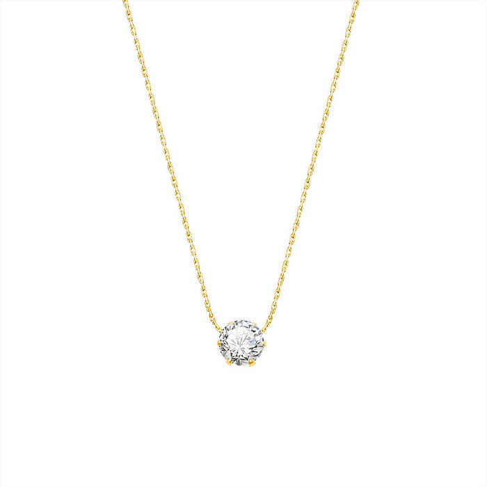 Collar con colgante de diamantes de imitación geométricos de acero inoxidable de estilo simple