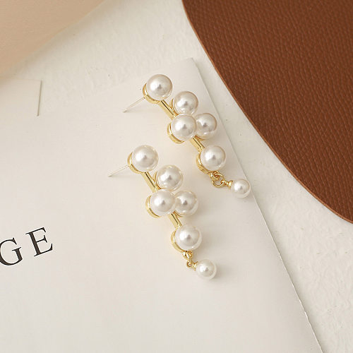1 paire de boucles d'oreilles en forme de goutte d'eau, Style nordique, Vintage, géométrique, en acier inoxydable, Imitation de perles