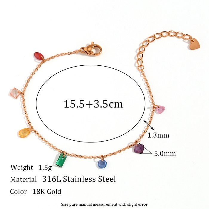 Sweet Simple Style Classic Style Color Block Stainless Steel  Plating Inlay Zircon 18K Gold Plated Pendant Necklace