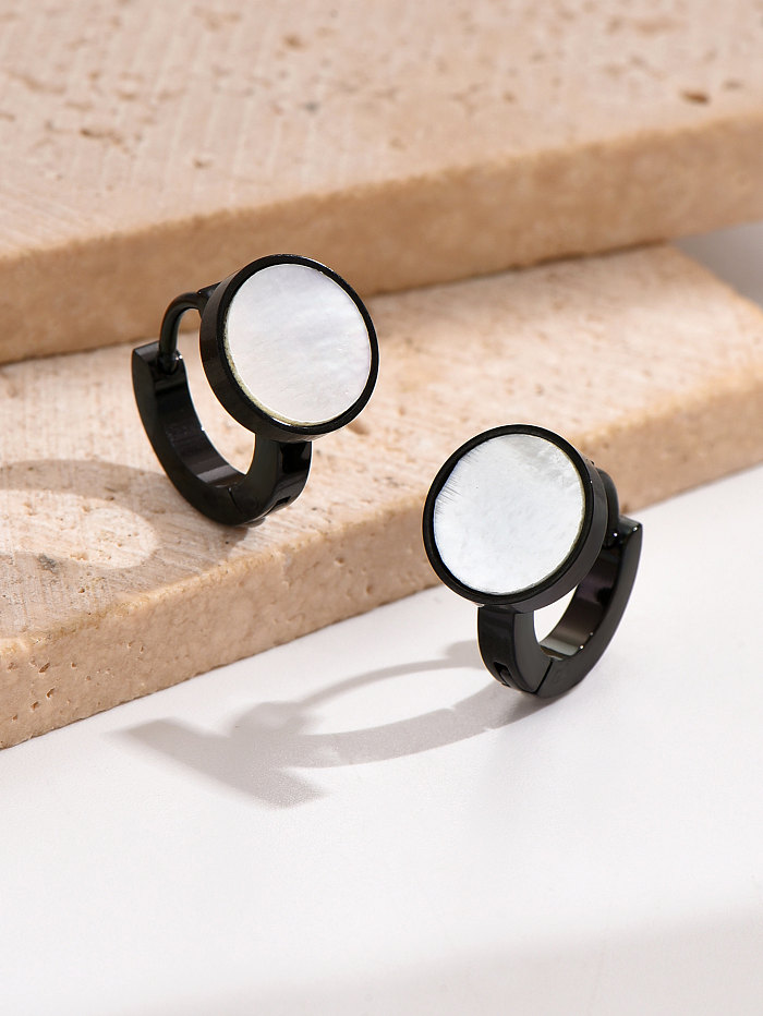 1 paire de manchettes d'oreilles plaquées or 14 carats, incrustation de cercle de Style moderne et Simple, en acier inoxydable et acrylique
