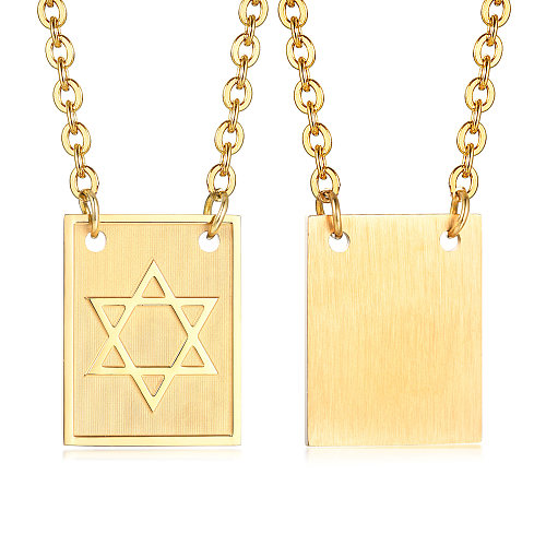 Simple Style Star Rectangle Stainless Steel Plating 18K Gold Plated Pendant Necklace