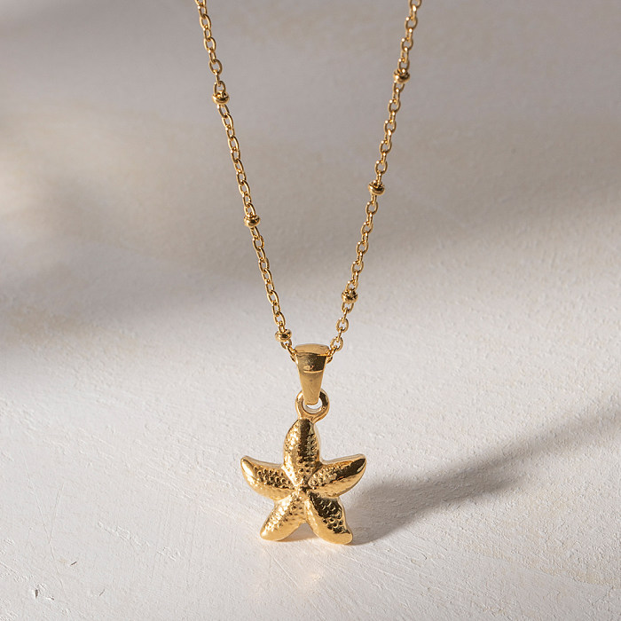IG Style Vacation Starfish Stainless Steel  Plating 18K Gold Plated Pendant Necklace