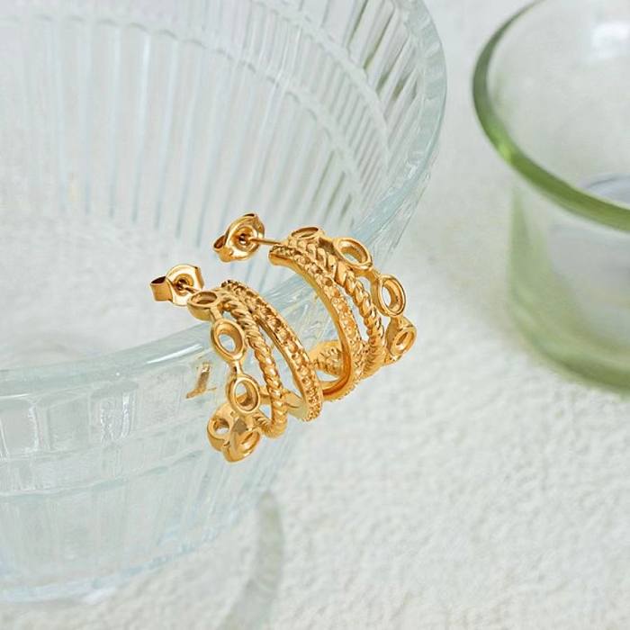 1 Pair Elegant Simple Style Geometric Plating Stainless Steel  18K Gold Plated Earrings