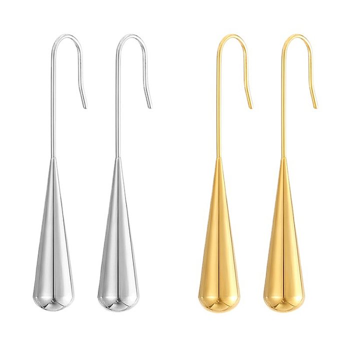 1 Pair Simple Style Water Droplets Stainless Steel Plating Drop Earrings