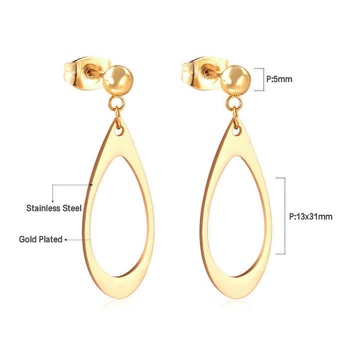 Boucles d'oreilles rétro en forme de gouttelettes d'eau, 1 paire, en acier inoxydable, vente en gros