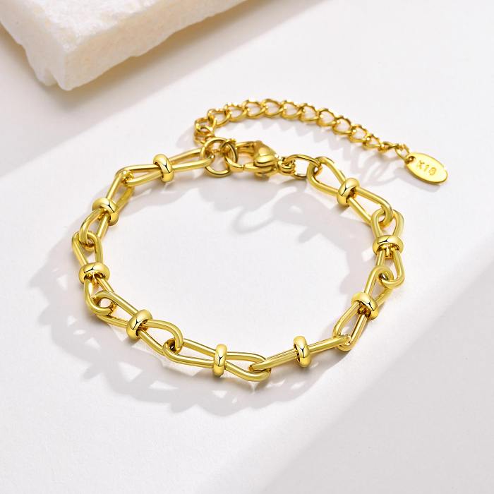 Simple Style Solid Color Stainless Steel Plating Gold Plated Bracelets