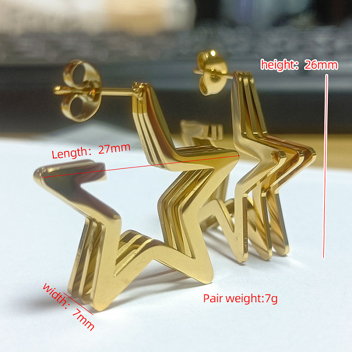 1 Pair Casual Simple Style Pentagram Plating Stainless Steel 18K Gold Plated Ear Studs