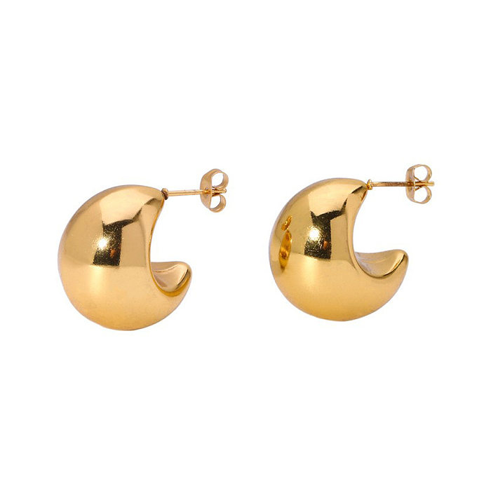 1 Paar elegante, klassische Mondplattierung aus Edelstahl mit 18 Karat vergoldeten Ohrringen und Ohrsteckern