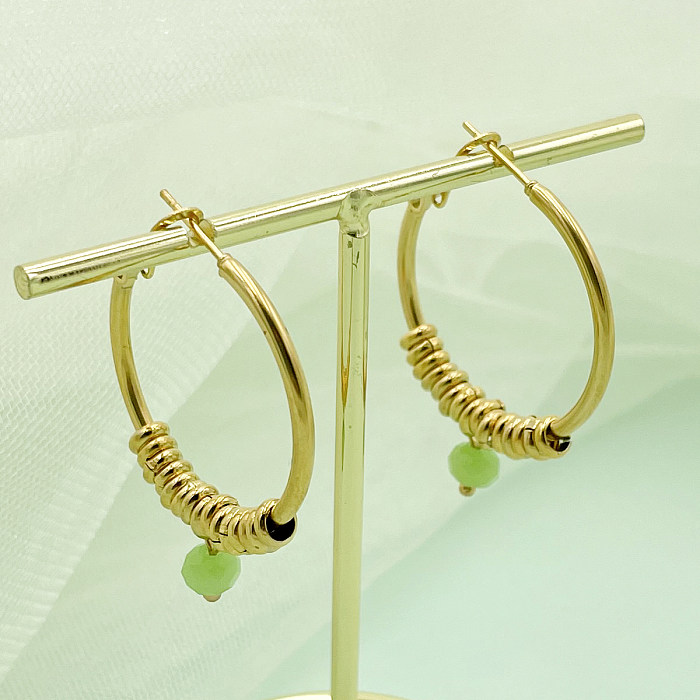 1 Pair Elegant French Style Geometric Plating Stainless Steel  Gold Plated Earrings