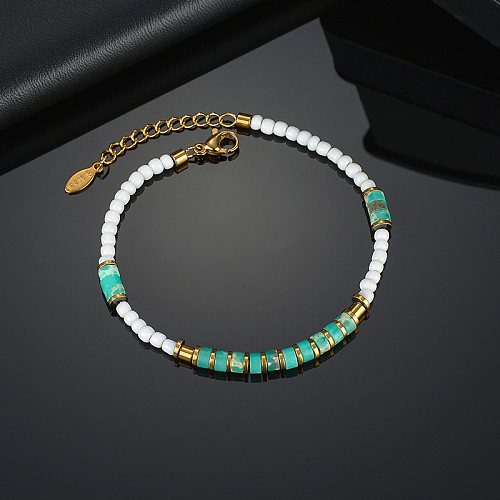 Style Simple Géométrique Acier Inoxydable Perles Bracelets Plaqué Or 1 Pièce