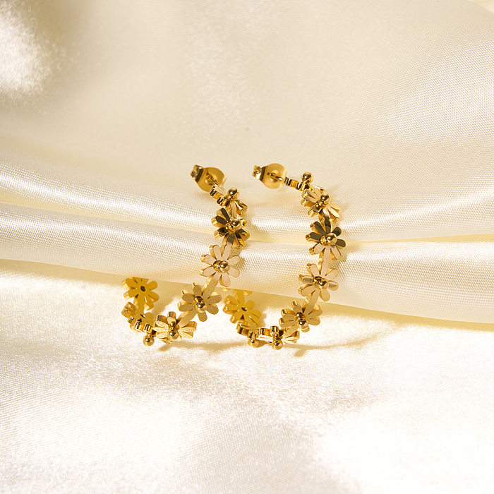 1 par de pendientes elegantes chapados en oro de 18 quilates de acero inoxidable con diseño de Margarita para mujer