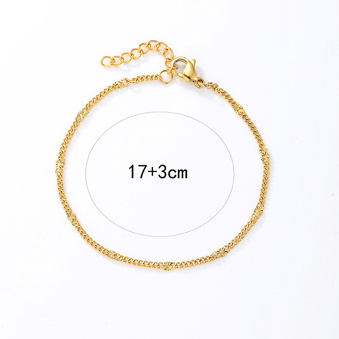 1 Piece Simple Style Solid Color Stainless Steel Plating Bracelets