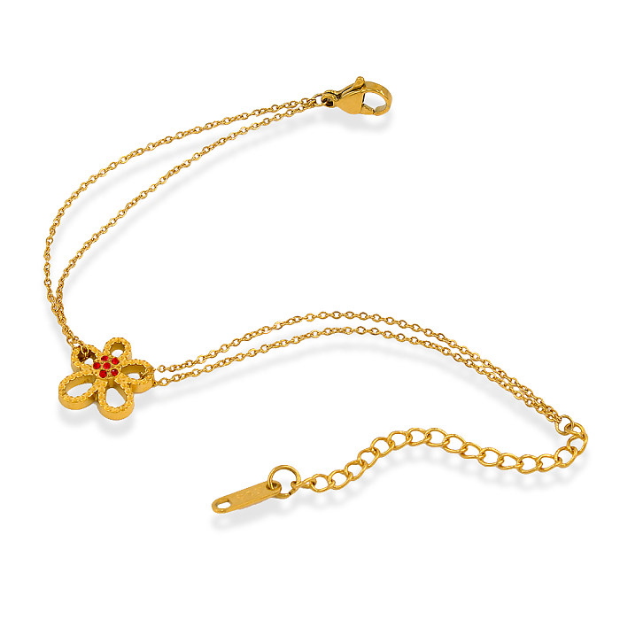 Süße Blumen-Edelstahl-Anhänger-Halskette mit Edelstahlbeschichtung